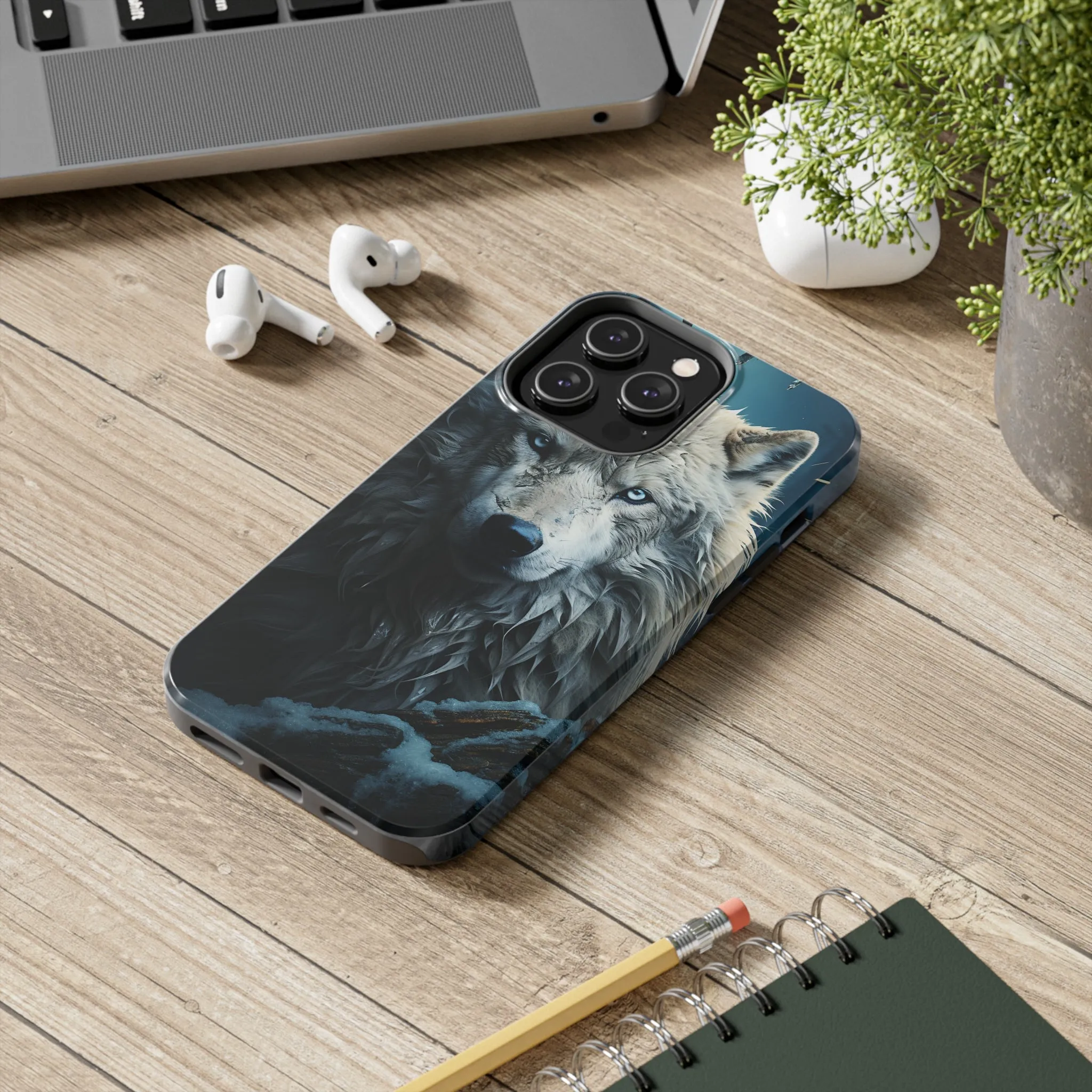 Majestic White Wolf Digital print Design Tough Phone Case compatible with a large variety of iPhone models, Gift, Phone Case