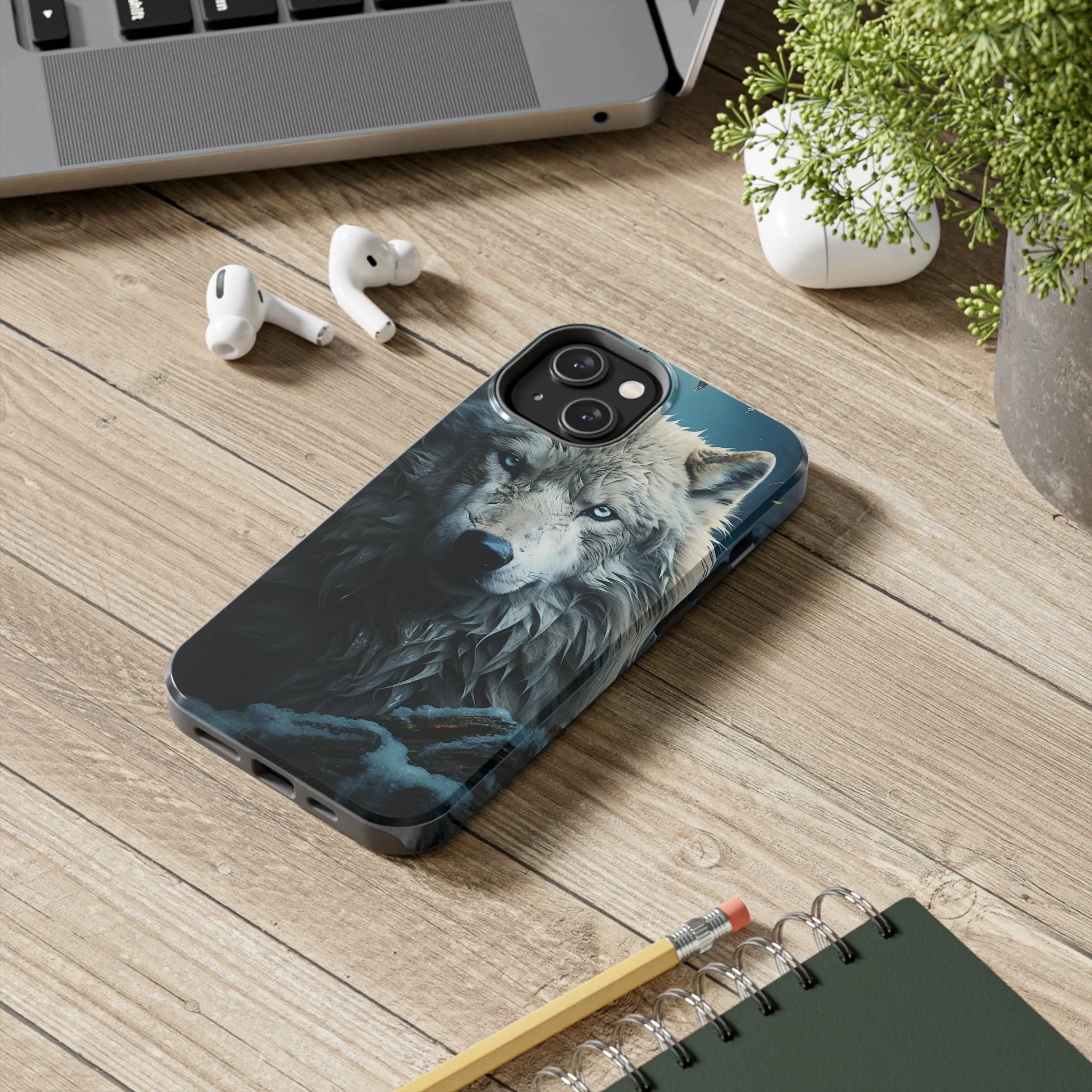 Majestic White Wolf Digital print Design Tough Phone Case compatible with a large variety of iPhone models, Gift, Phone Case