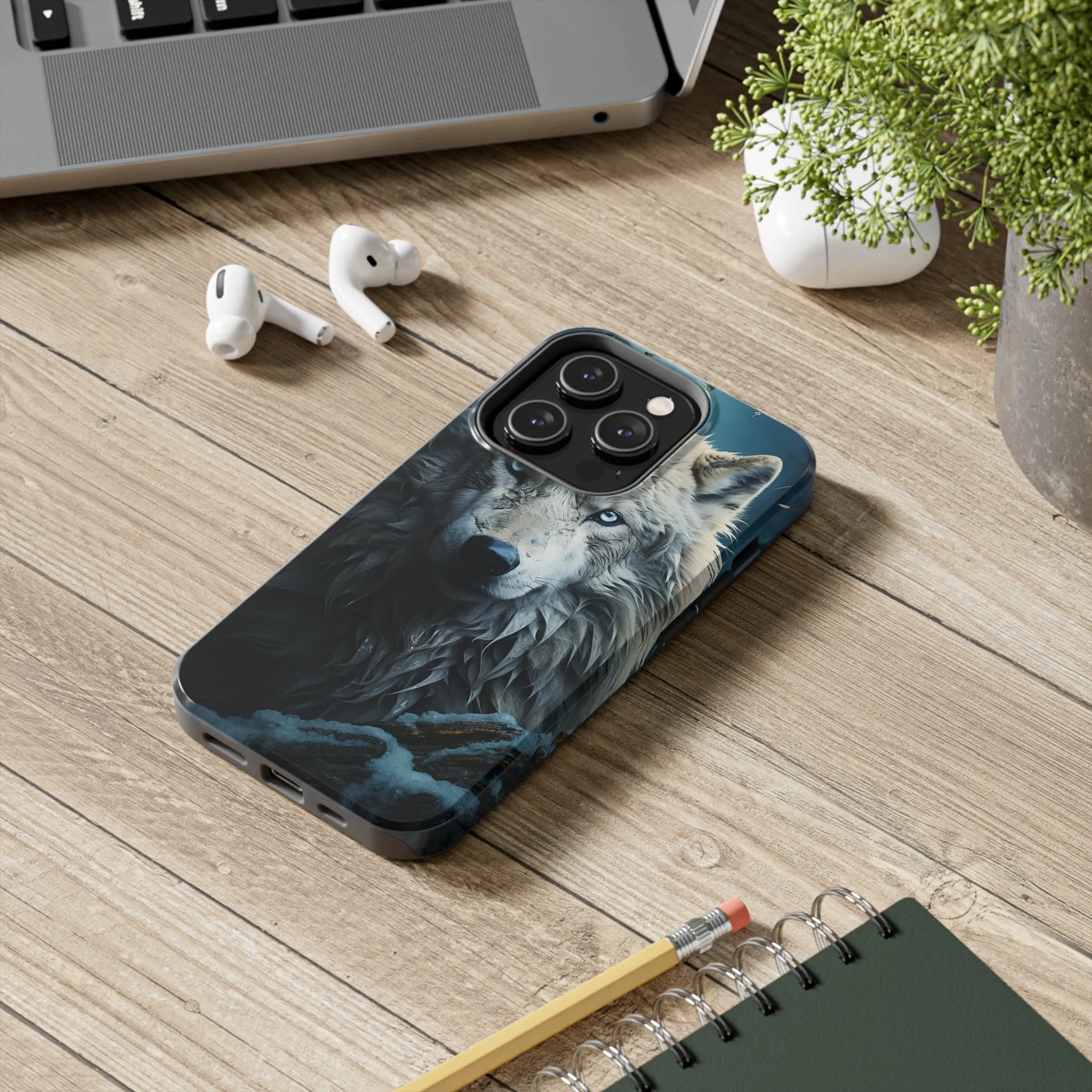 Majestic White Wolf Digital print Design Tough Phone Case compatible with a large variety of iPhone models, Gift, Phone Case