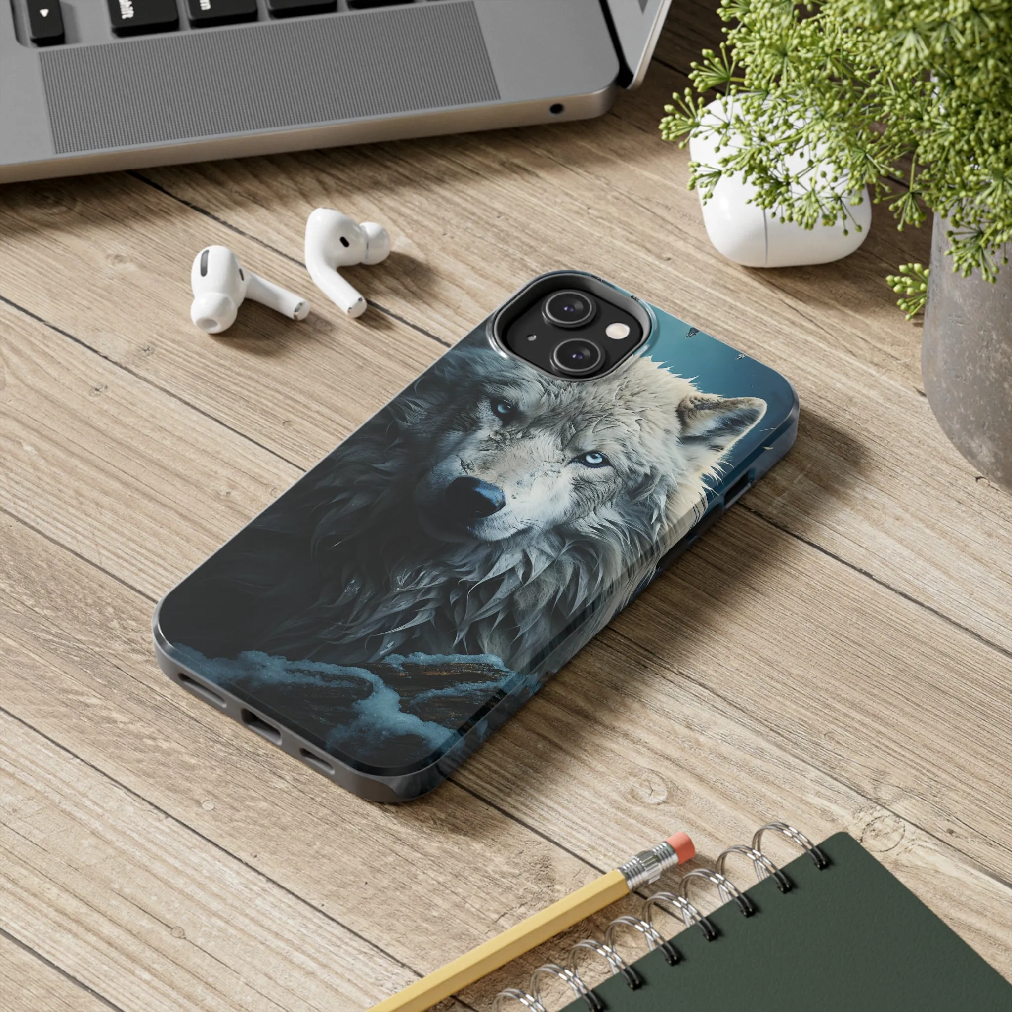 Majestic White Wolf Digital print Design Tough Phone Case compatible with a large variety of iPhone models, Gift, Phone Case