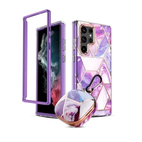 Marble Bundle for Samsung Galaxy S24 5G Ultra Case   Galaxy Buds Case - Purple