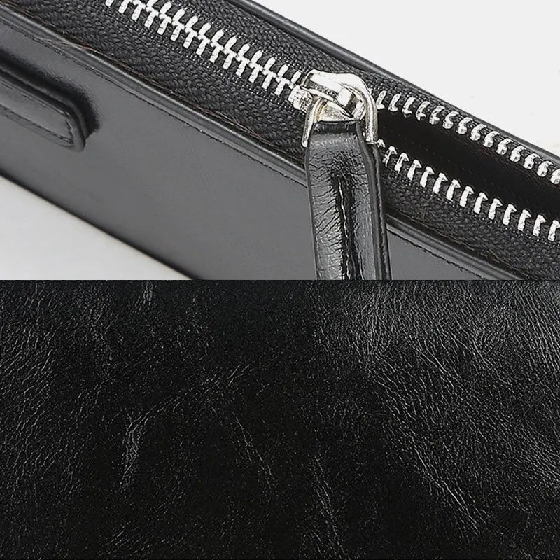 Men Faux Leather Long Phone Bag Zipper Wallet Card Holder Clutches Bag