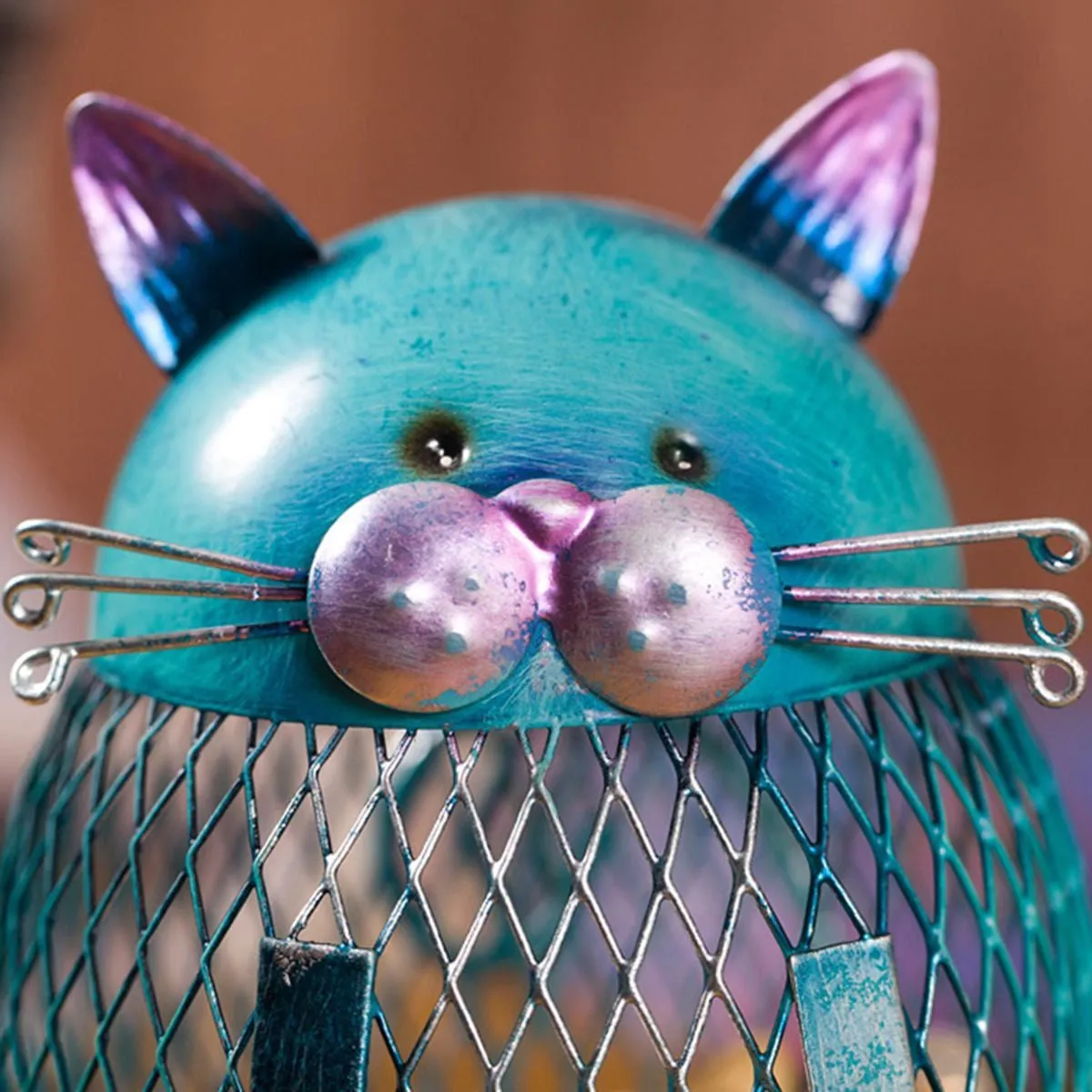 Metal Blue Cat Piggy Bank