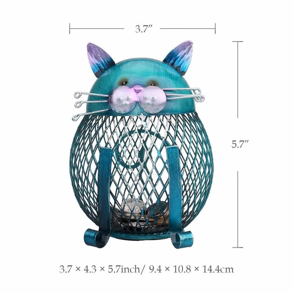 Metal Blue Cat Piggy Bank