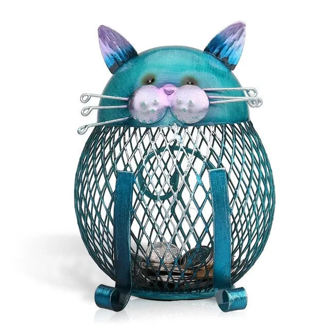 Metal Blue Cat Piggy Bank