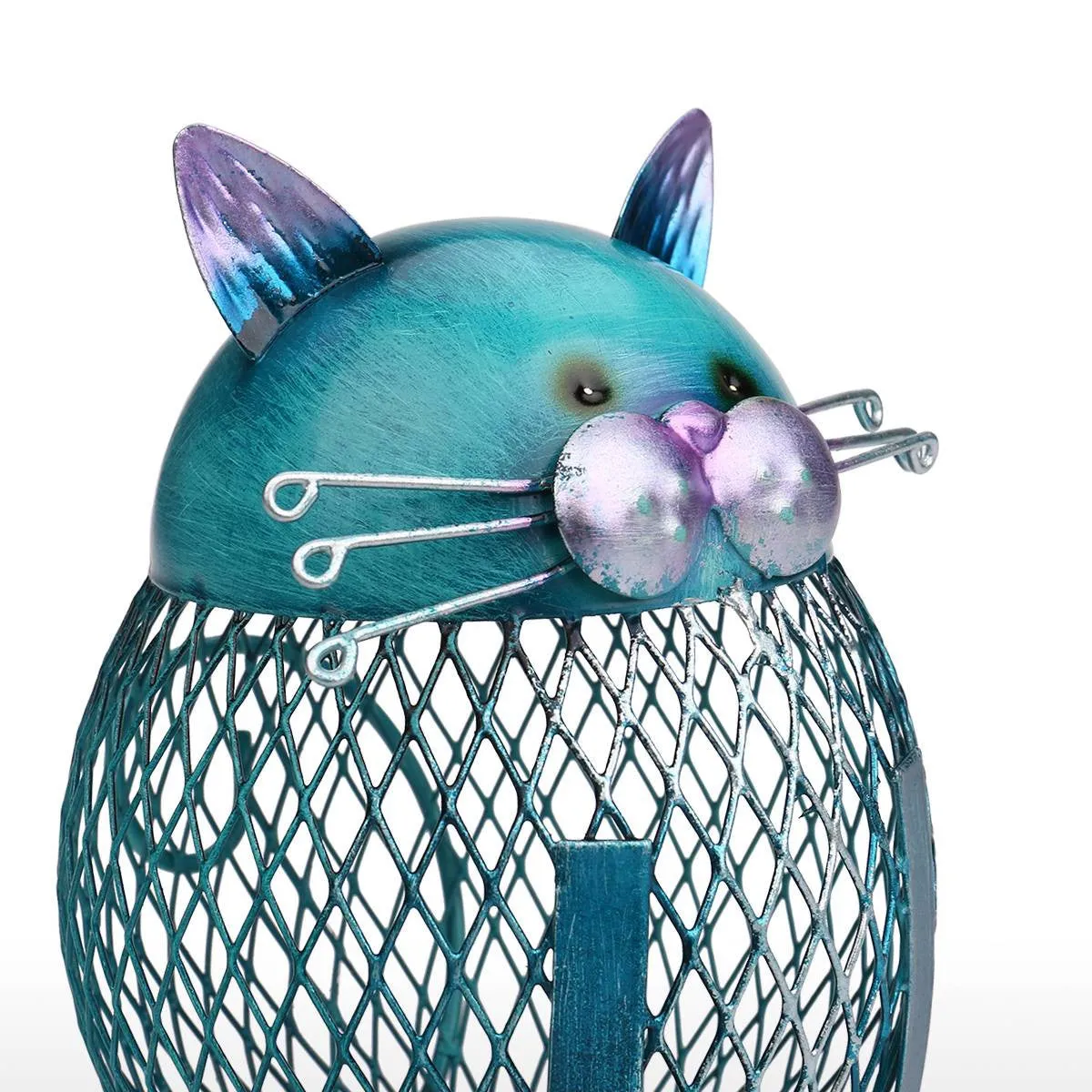 Metal Blue Cat Piggy Bank