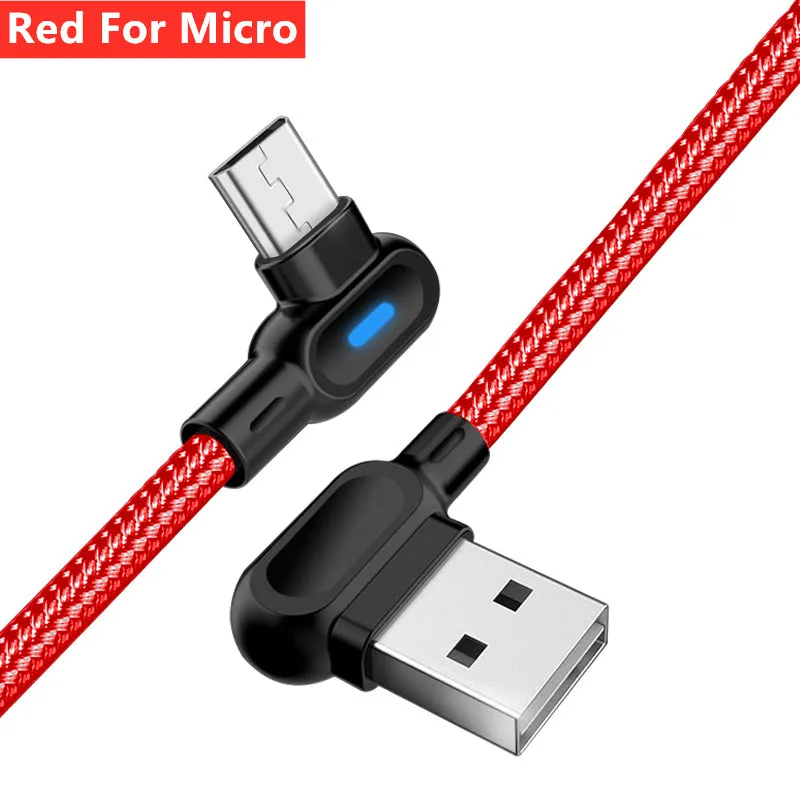 Micro USB Type C Cable Fast Charging Type-C Cable 90 Degree USB Charging USB-C Charger