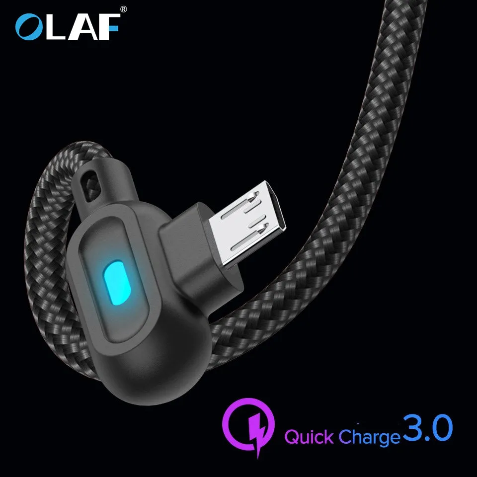 Micro USB Type C Cable Fast Charging Type-C Cable 90 Degree USB Charging USB-C Charger