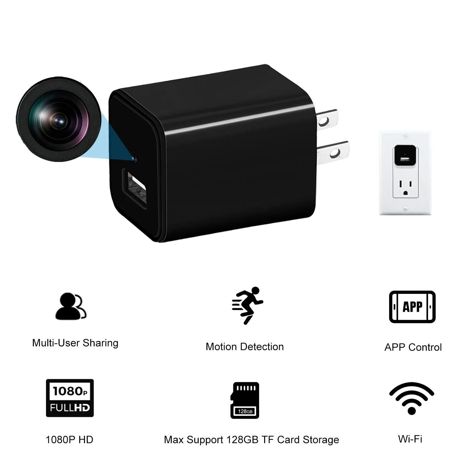 Mini Hidden Camera Wi-Fi Remote Live Viewing 1080 HD Discreet Spy Nanny Camera