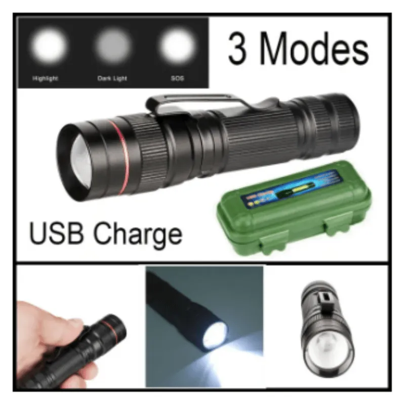 MINI LED FLASHLIGHT, 14500, W/ CASE & CHARGER