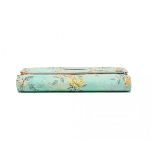 Miss Lulu Ladies' Flower Printed PU Leather Long Purse - Elegant Green Wallet