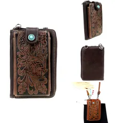 Montana West Western Tooled Phone Case Crossbody Phone Bag Wallet - Coffee - MW629CF