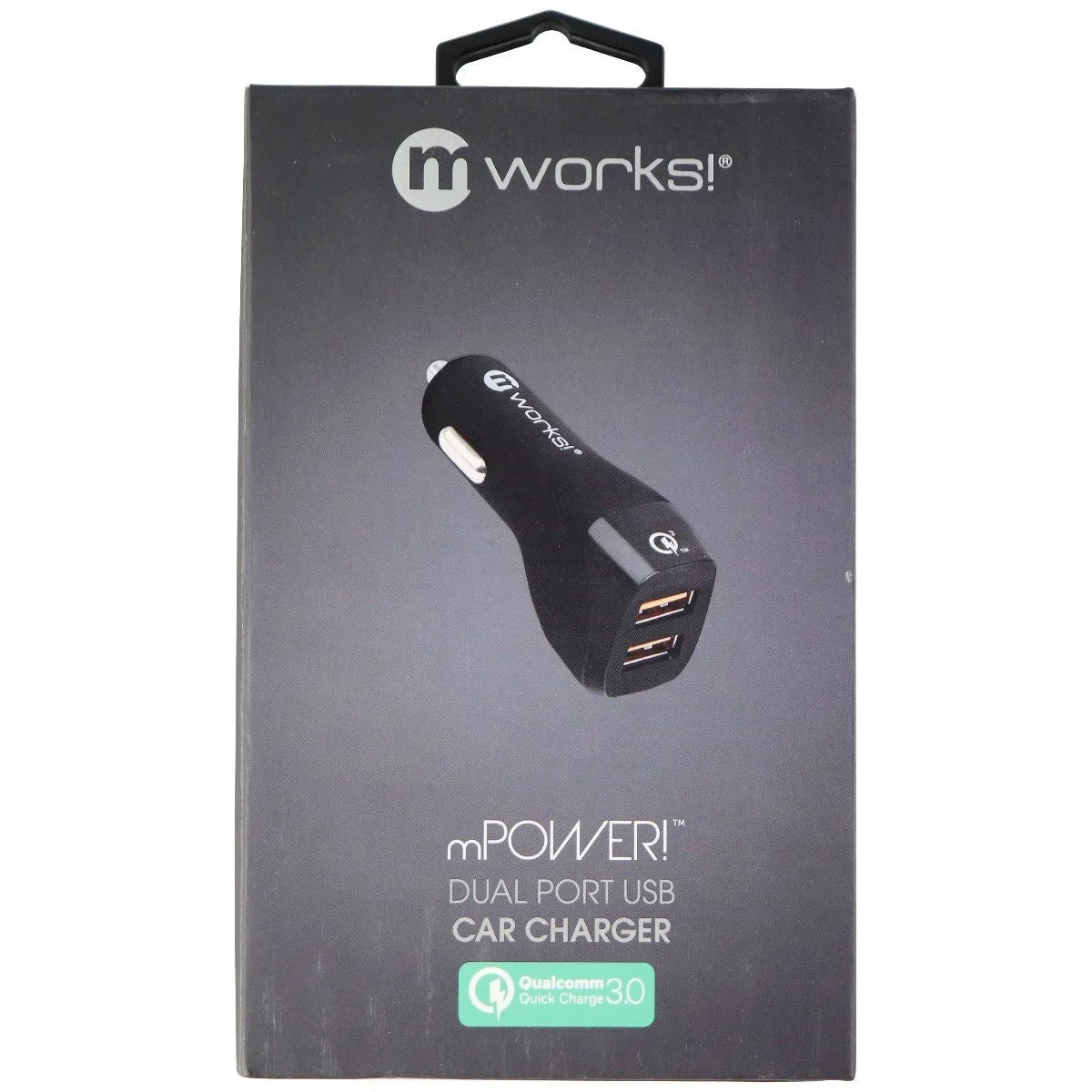 mWorks! mPOWER! QC 3.0 Dual Port USB Universal Car Charger - Black