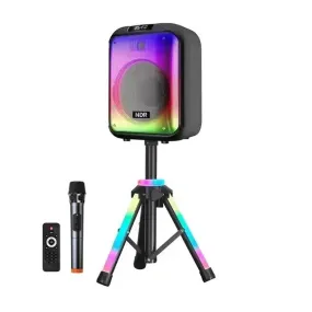 NDR 102B Portable Bluetooth Speaker Karaoke Microphone RGB Light and Tripod Stand