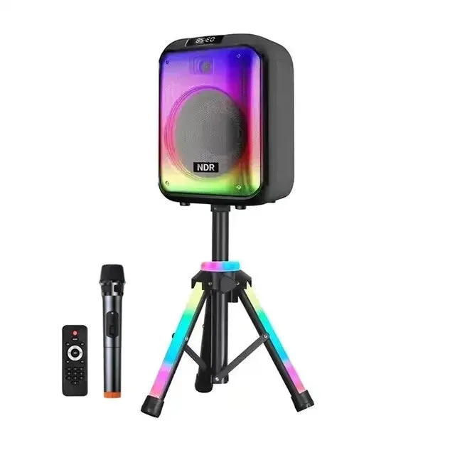 NDR 102B Portable Bluetooth Speaker Karaoke Microphone RGB Light and Tripod Stand