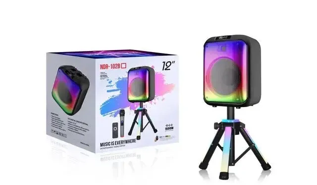 NDR 102B Portable Bluetooth Speaker Karaoke Microphone RGB Light and Tripod Stand