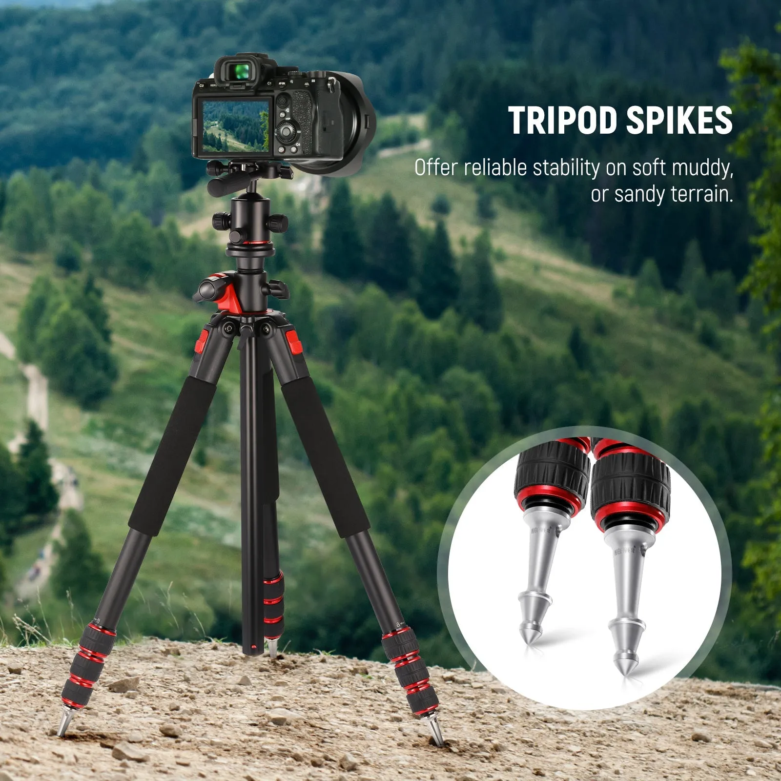 NEEWER 3 PCS Tripod Long Spike Rubber Feet