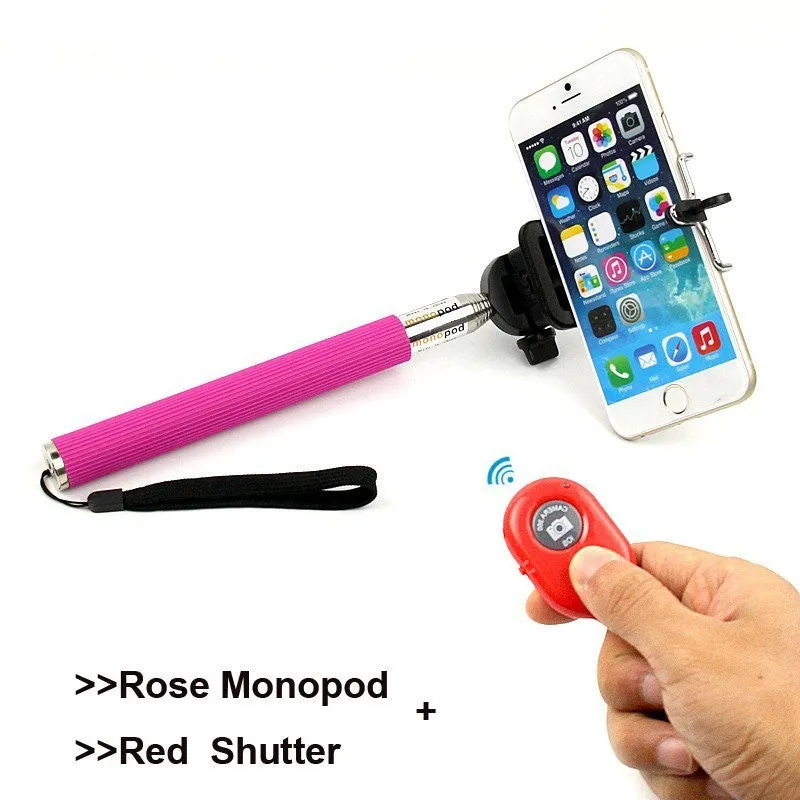 new Extendable Selfie Stick Bluetooth 6 Color Monopod clip Holder bluetooth Camera Shutter Remote Controller Android iOS