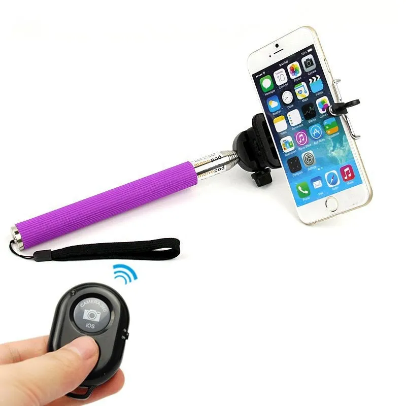 new Extendable Selfie Stick Bluetooth 6 Color Monopod clip Holder bluetooth Camera Shutter Remote Controller Android iOS