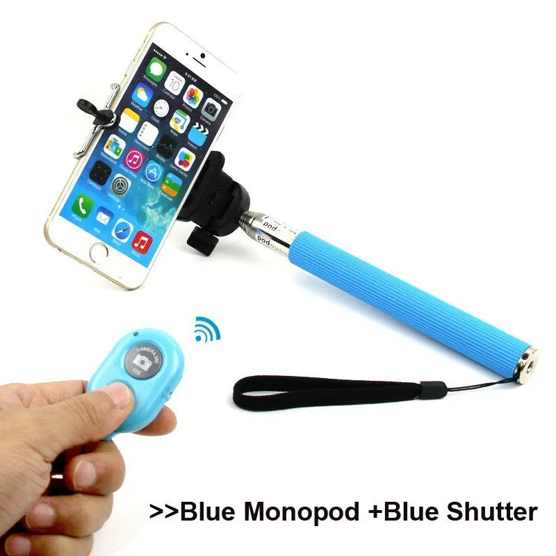 new Extendable Selfie Stick Bluetooth 6 Color Monopod clip Holder bluetooth Camera Shutter Remote Controller Android iOS