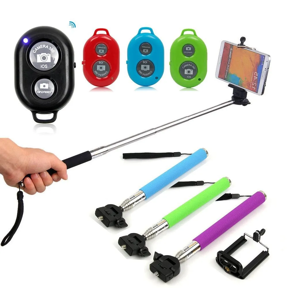 new Extendable Selfie Stick Bluetooth 6 Color Monopod clip Holder bluetooth Camera Shutter Remote Controller Android iOS