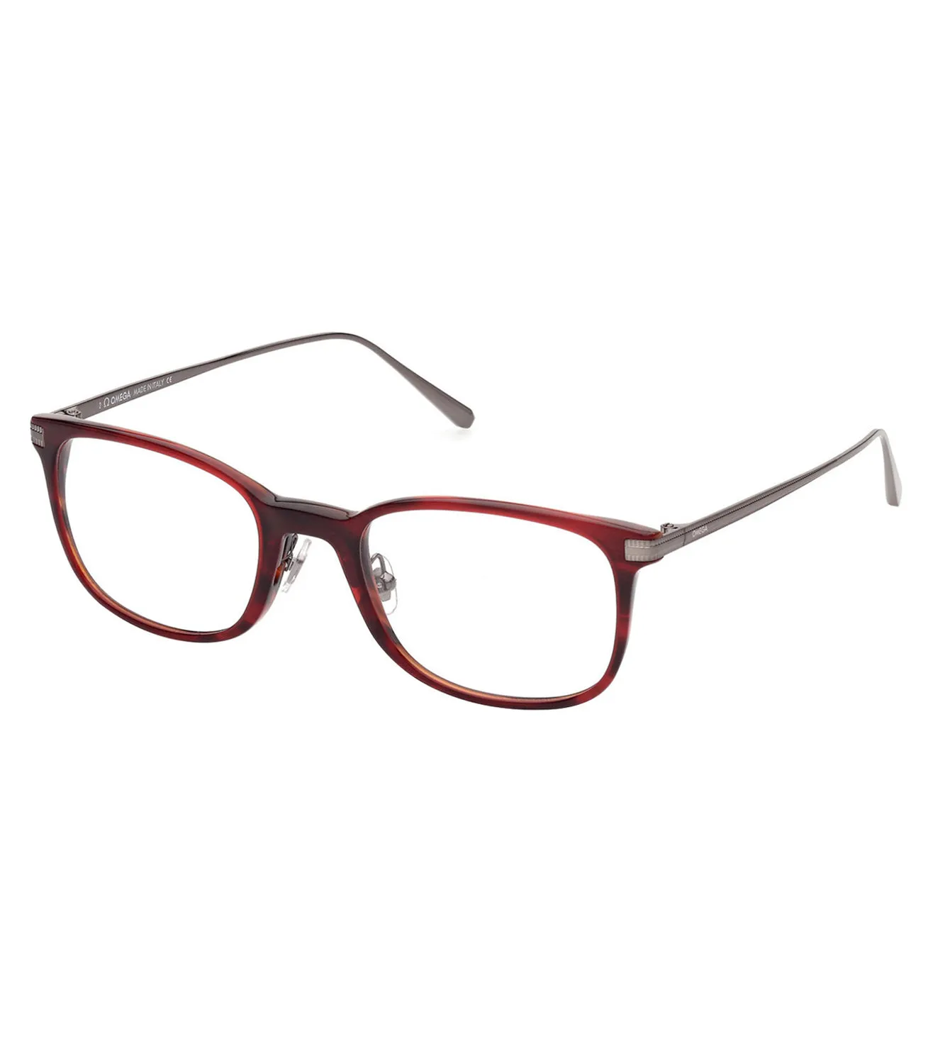 Omega Men's Shiny Bordeaux Rectangular Optical Frame