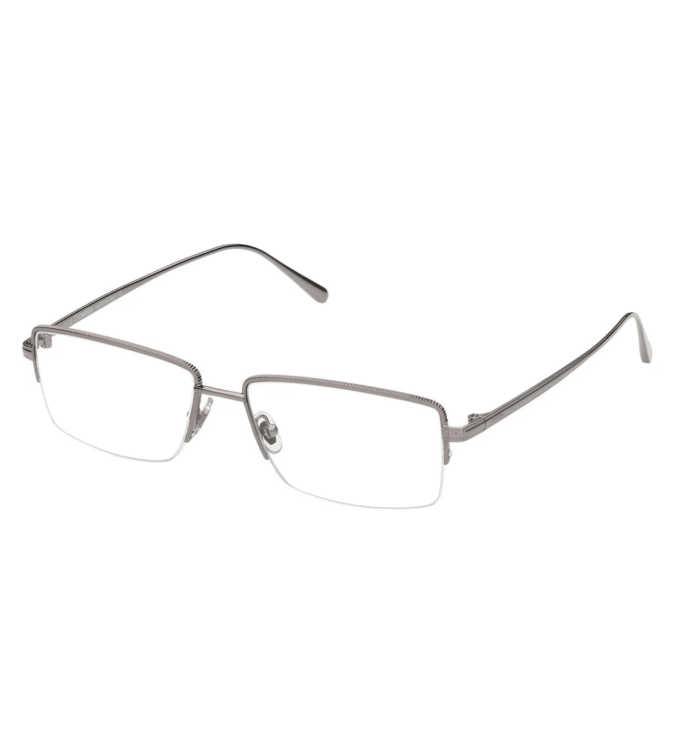 Omega Men's Shiny Gunmetal Rectangular Optical Frame