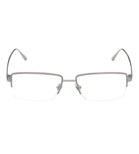 Omega Men's Shiny Gunmetal Rectangular Optical Frame