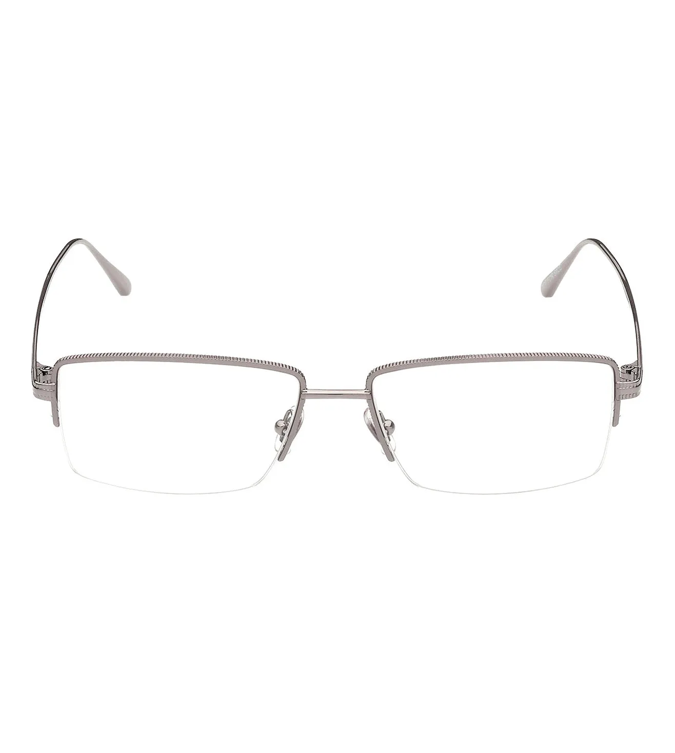 Omega Men's Shiny Gunmetal Rectangular Optical Frame