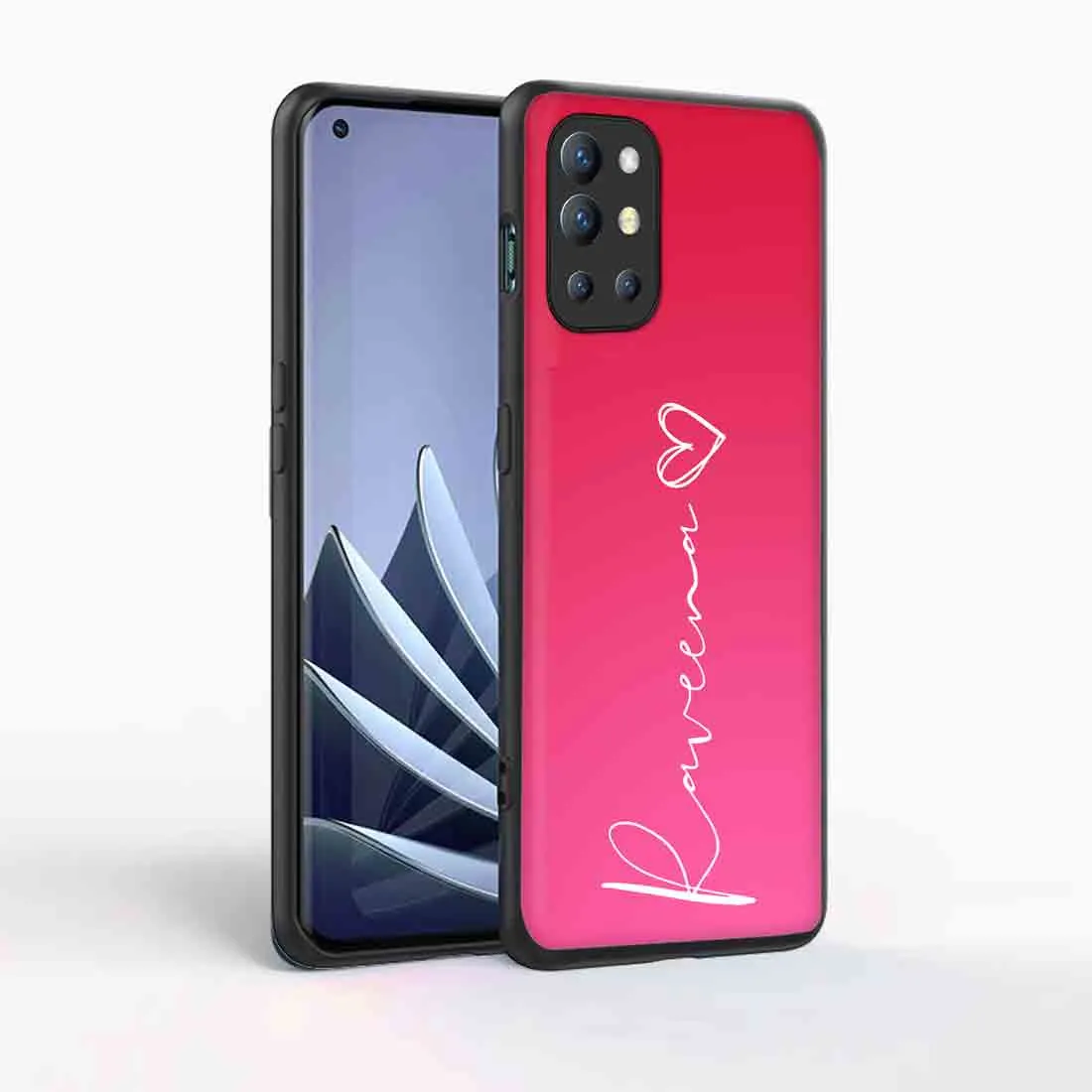 Oneplus 9R Back Cover with Name Customized Pink Phone Case with Signature Calligraphy Name