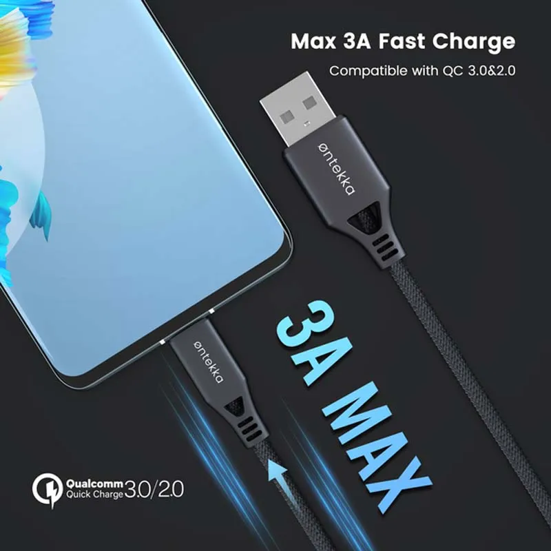 Ontekka 1.2m USB-C to USB-A Fast Charging Cable