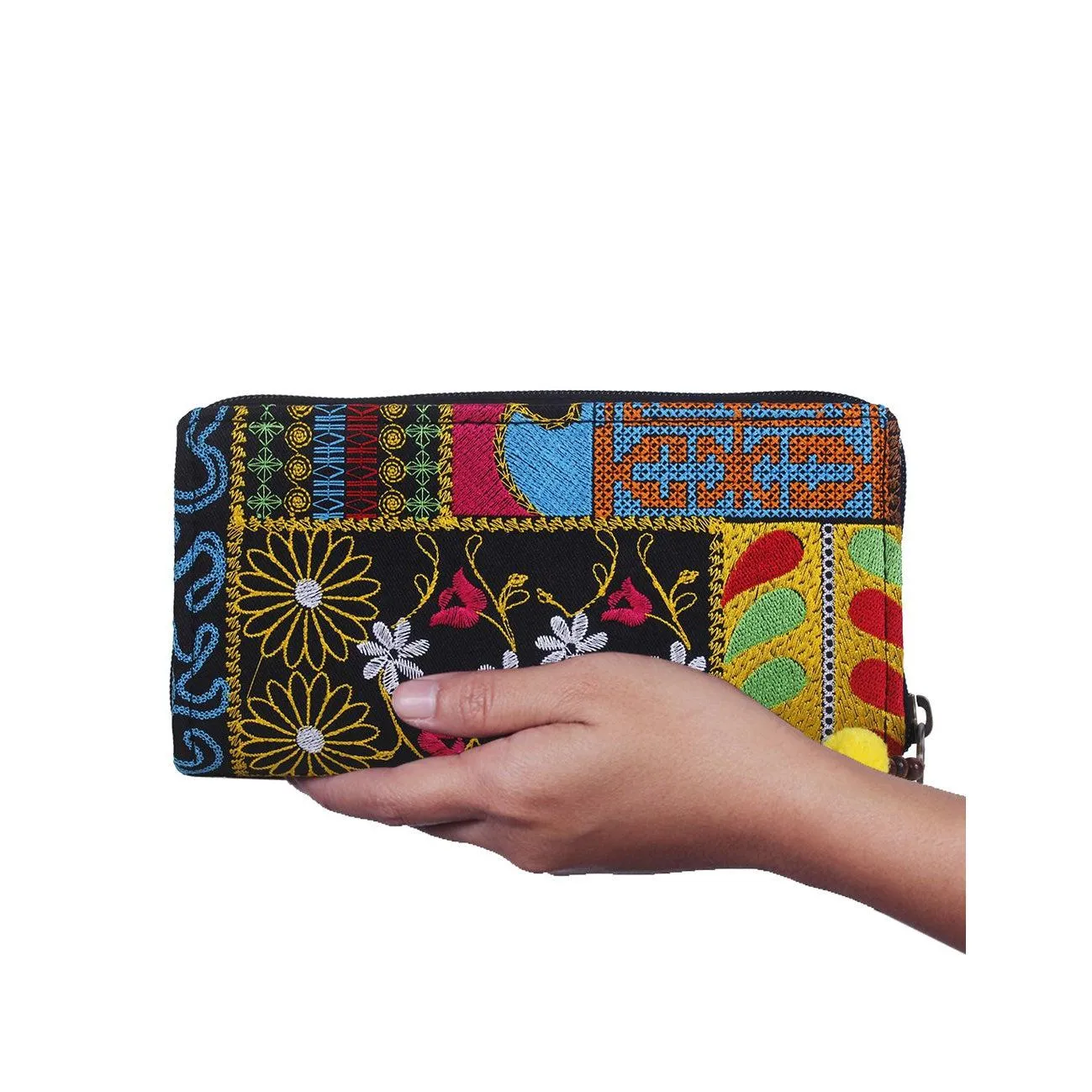 Patchwork Embroidered Boho Wallet - Thailand