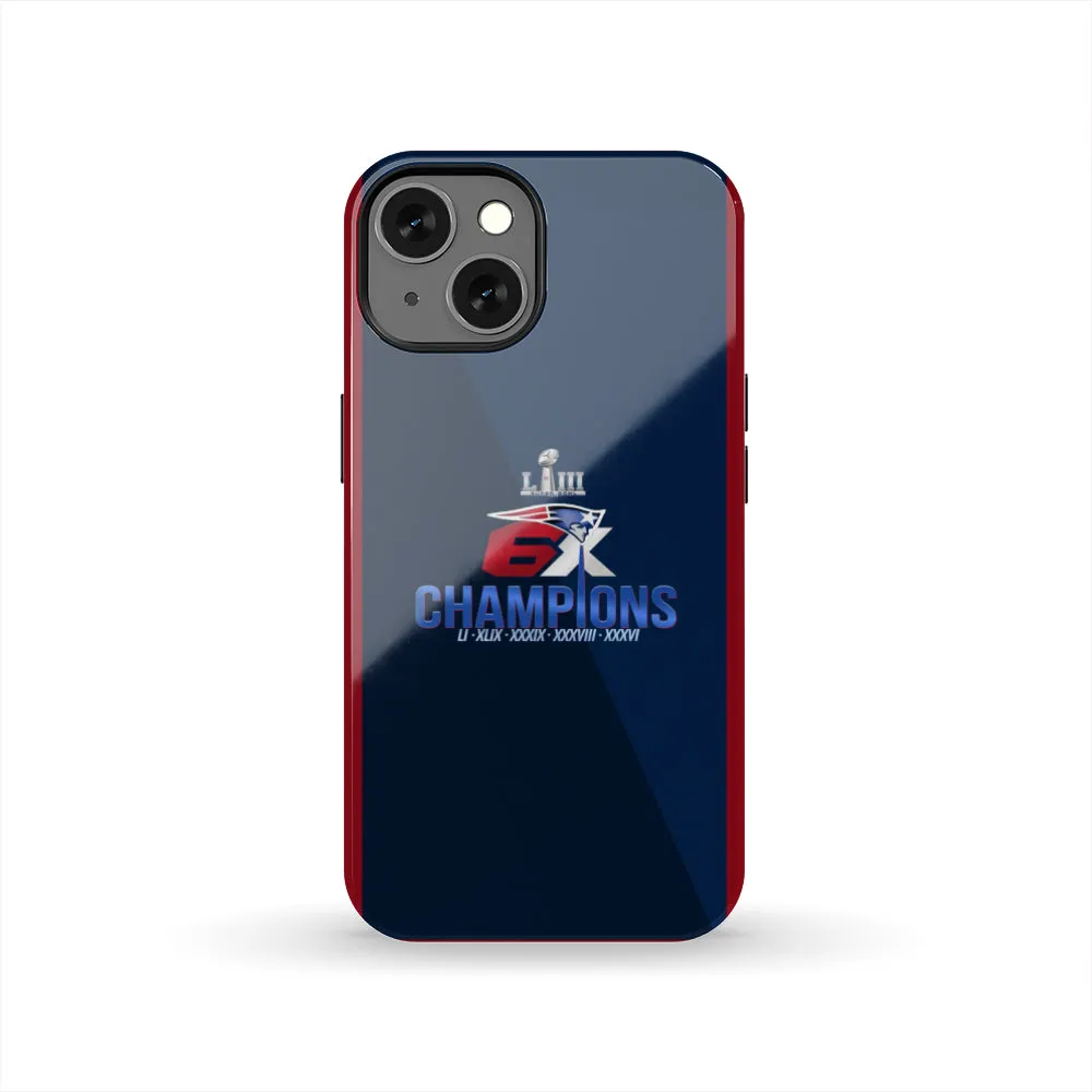 patriots Fan 6X Super Bowl champions Tough Phone Case iPhone 13 mini/Pro/Pro Max/12/Galaxy All Models