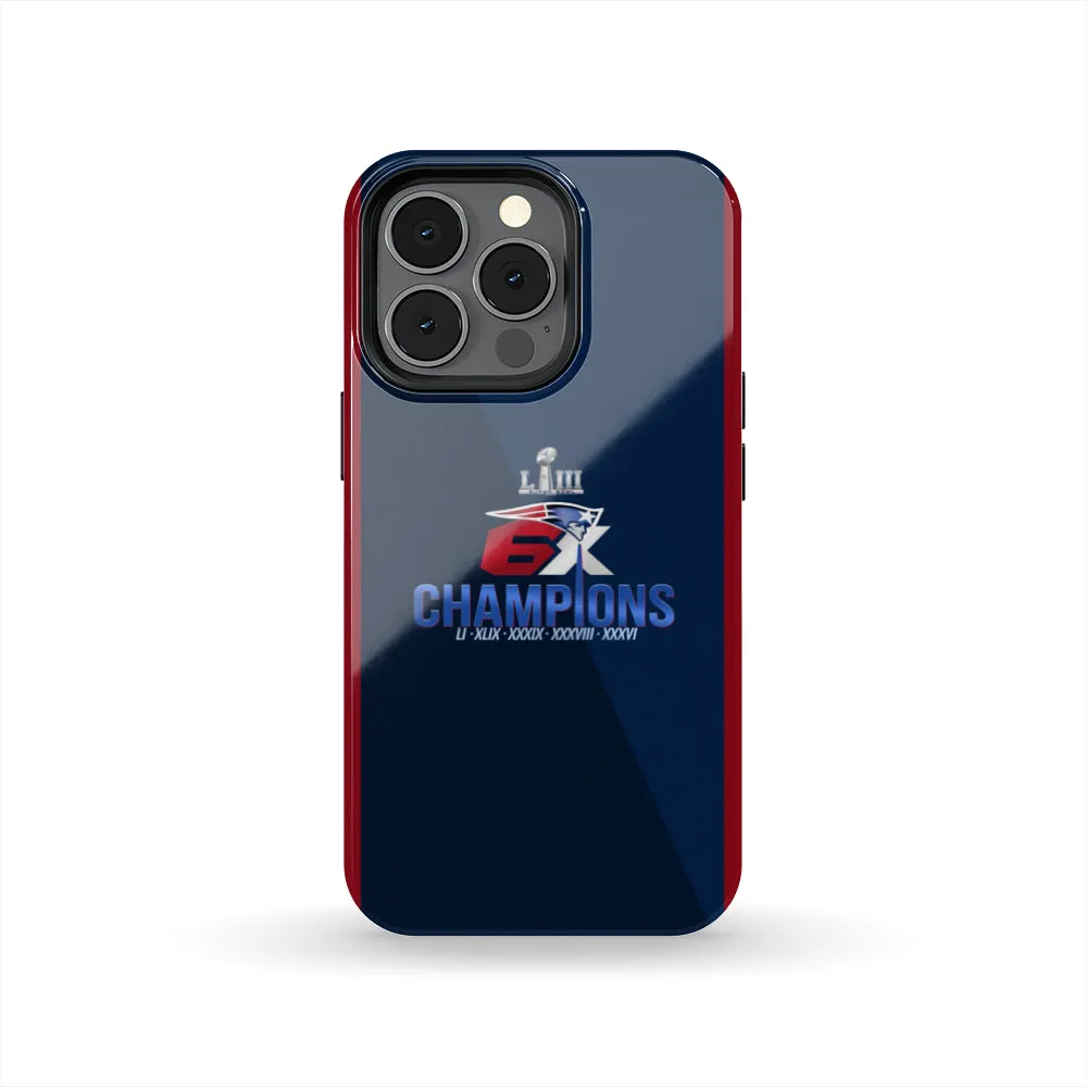 patriots Fan 6X Super Bowl champions Tough Phone Case iPhone 13 mini/Pro/Pro Max/12/Galaxy All Models