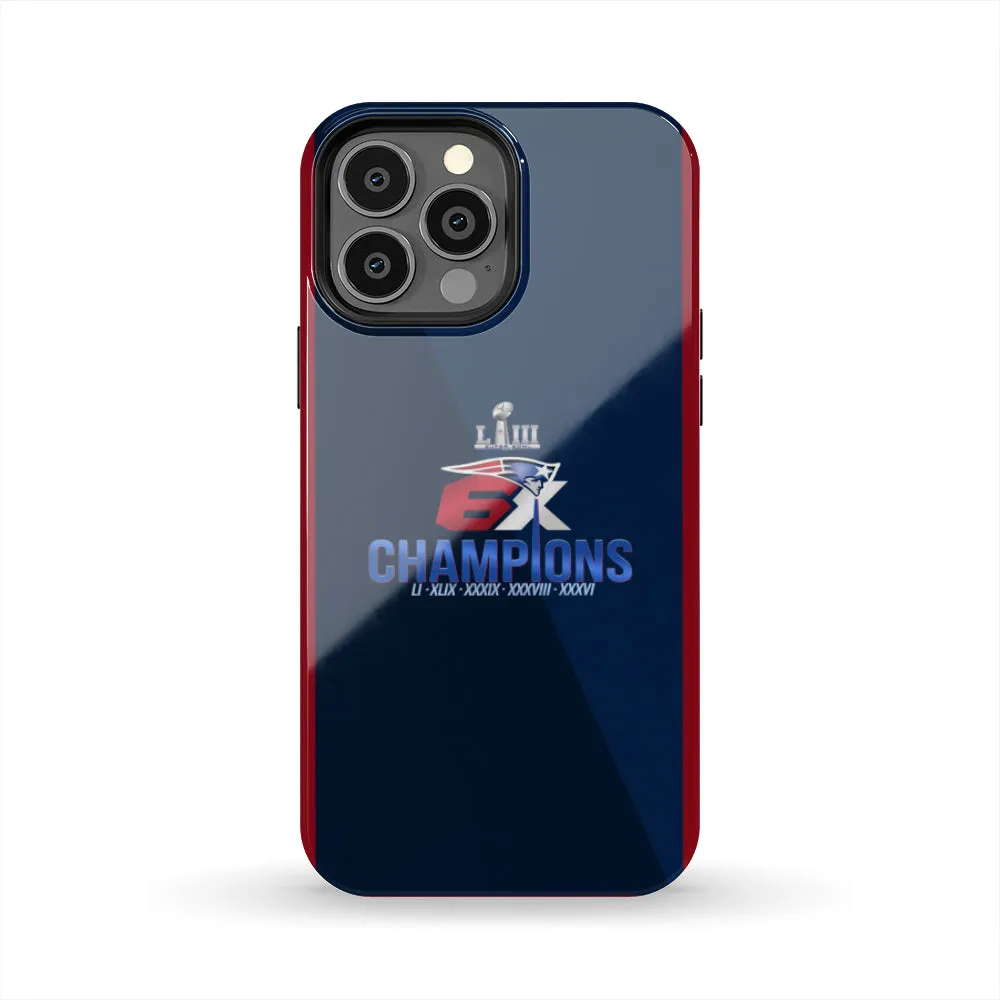 patriots Fan 6X Super Bowl champions Tough Phone Case iPhone 13 mini/Pro/Pro Max/12/Galaxy All Models