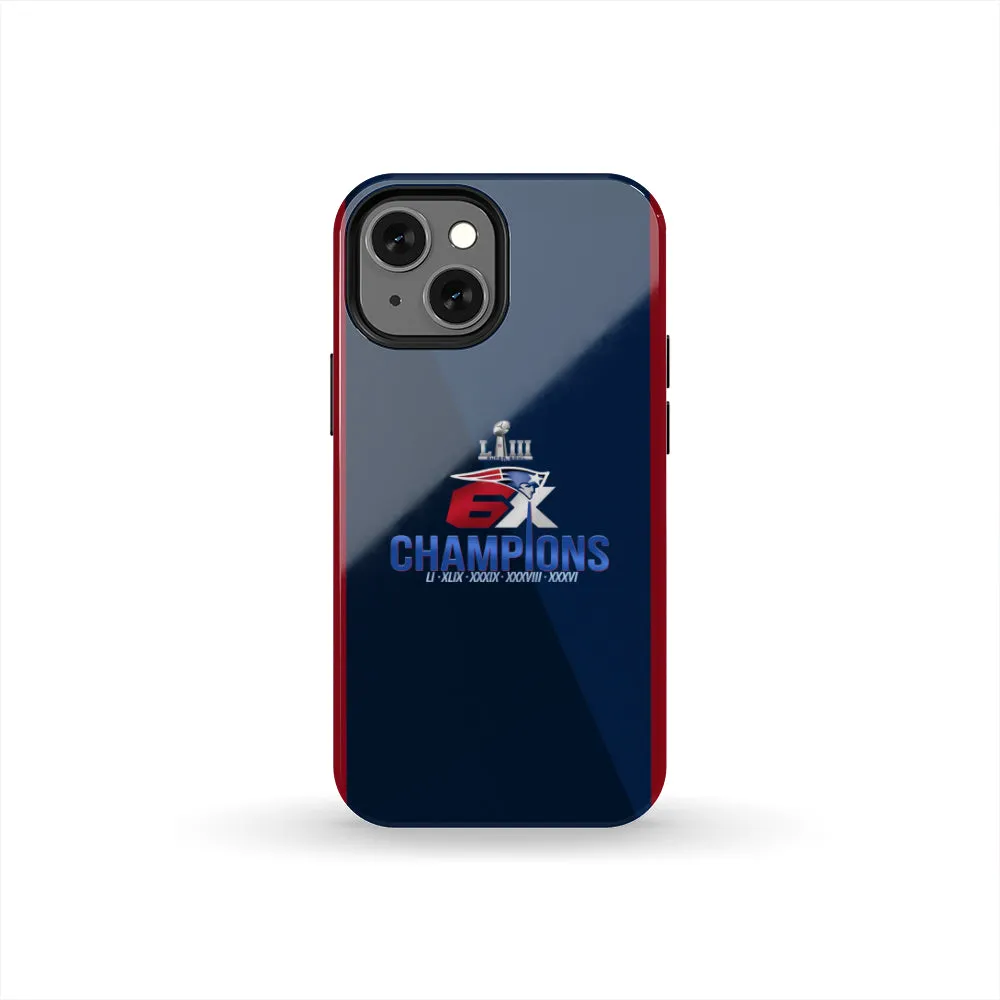 patriots Fan 6X Super Bowl champions Tough Phone Case iPhone 13 mini/Pro/Pro Max/12/Galaxy All Models