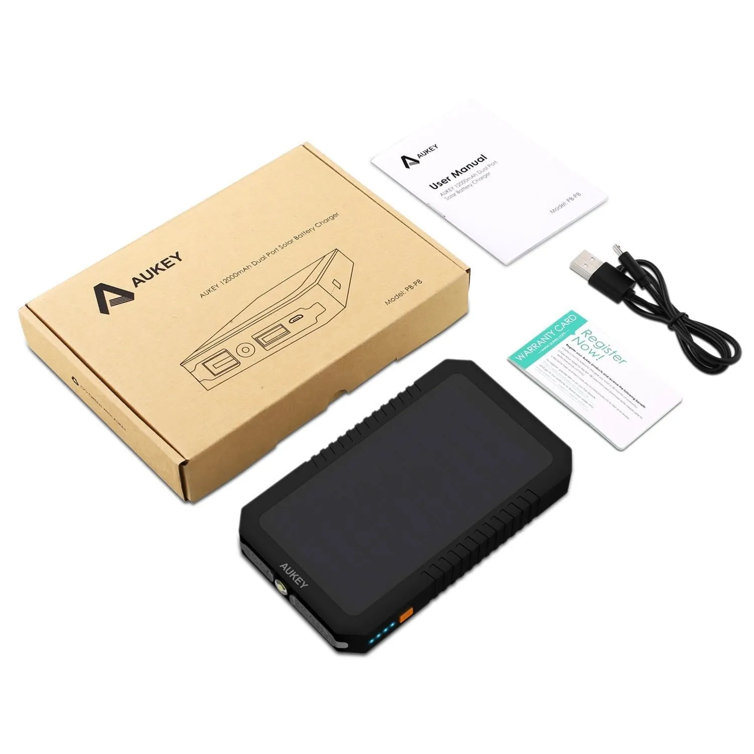 PB-P8 12000mAh Solar Power Bank Charger With Solar Panels