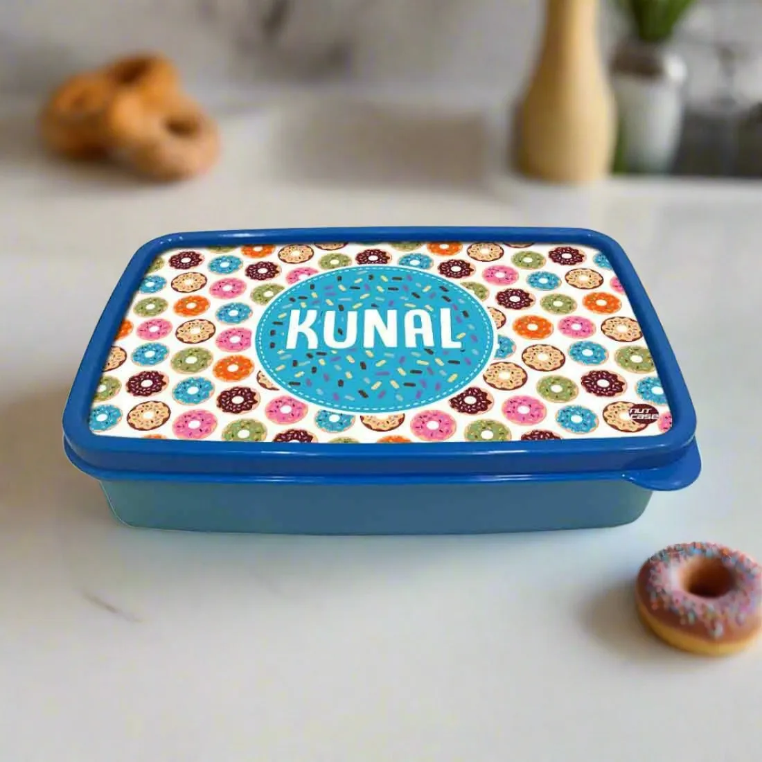 Personalised Snack Box for Boys Plastic Lunch Box - Sweet Doughnut