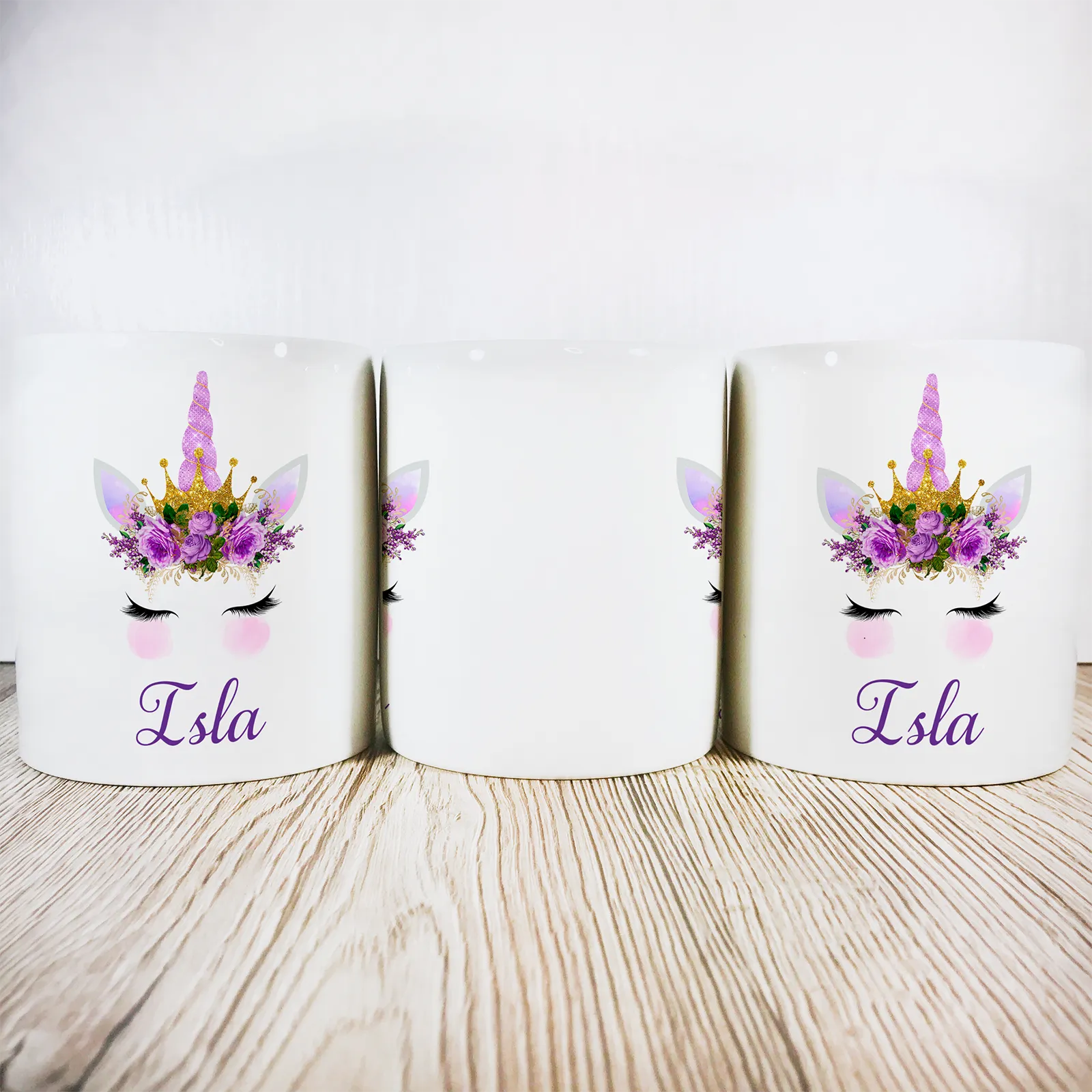 Personalised Unicorn Money Pot | Purple Flowers & Purple Horn