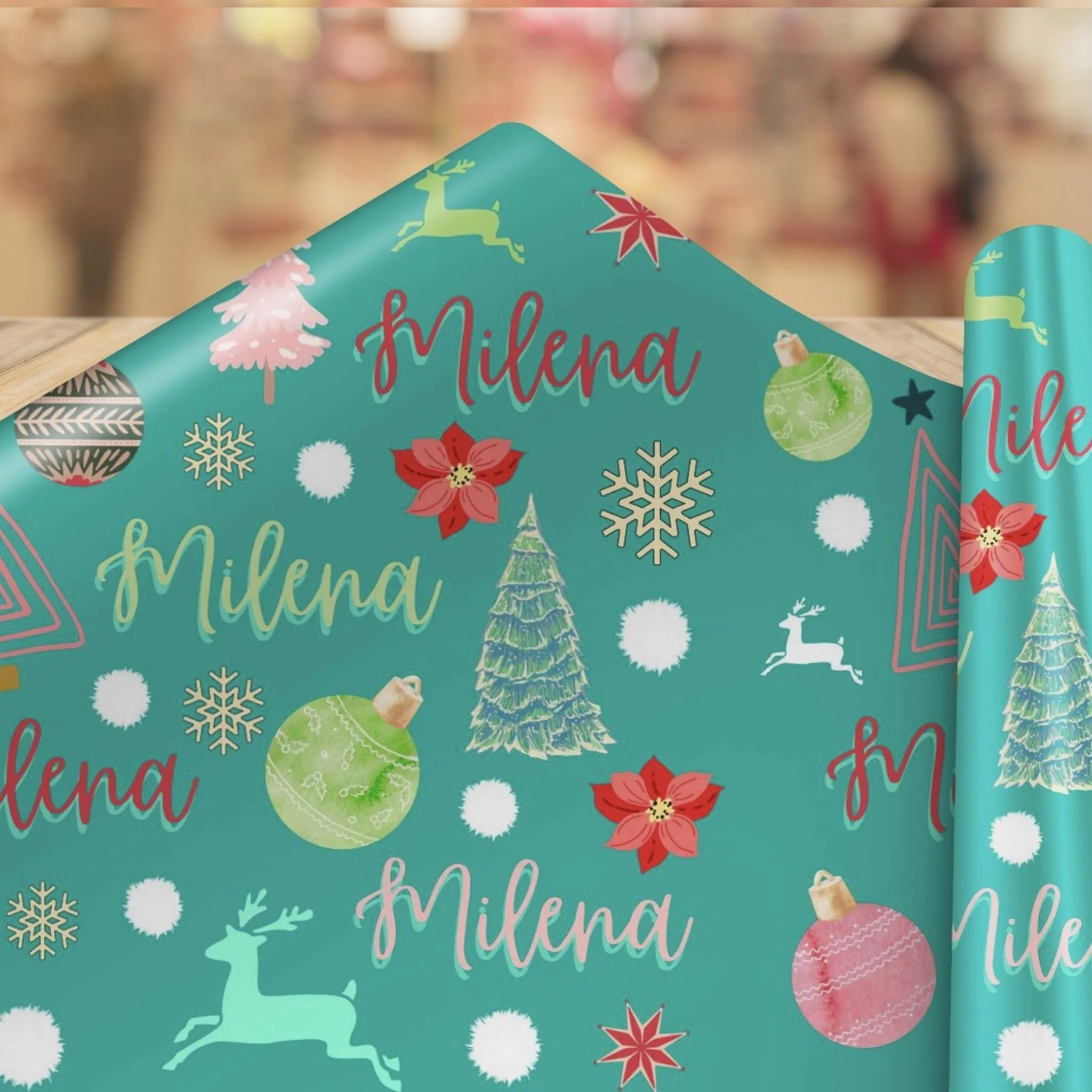 Personalized Christmas Joy Wrapping Paper - Add a Touch of Magic with Your Name of Choice