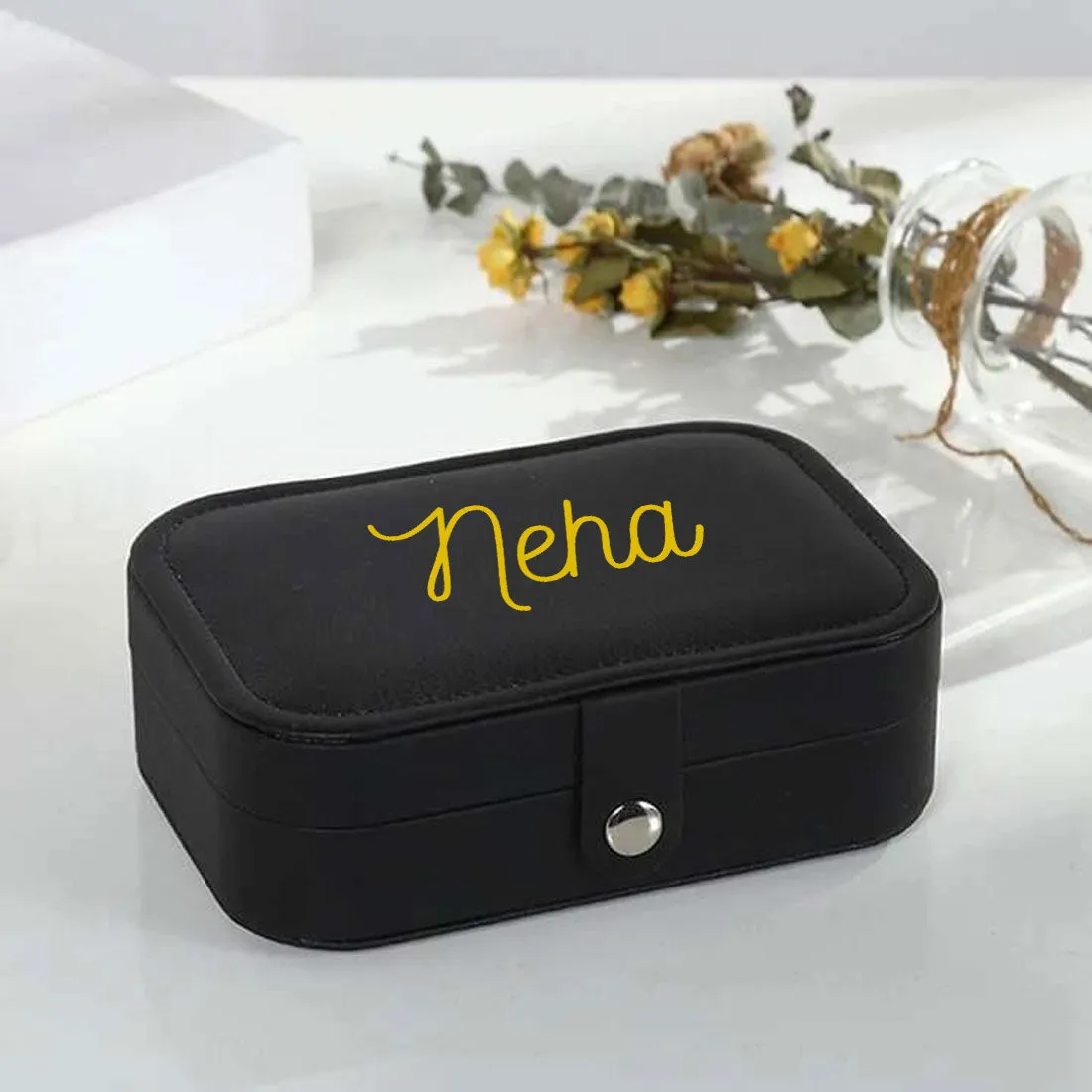 Personalized Jewellery Box Organizer For Travel jewelry Case for Earrings Pendant - Add Name