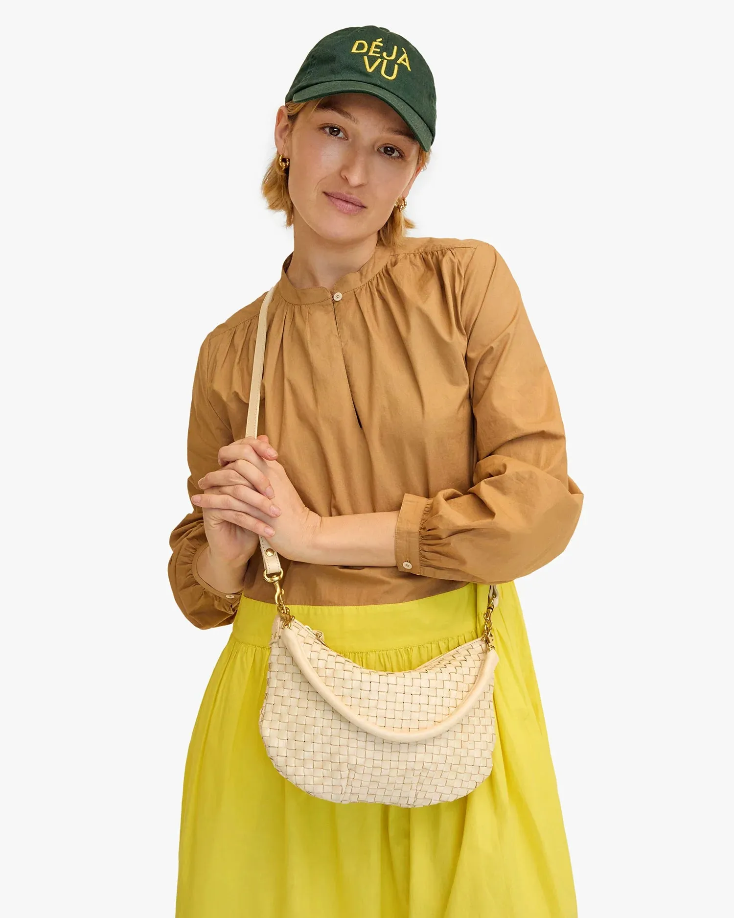 Petit Moyen Messenger- Cream Woven Checker