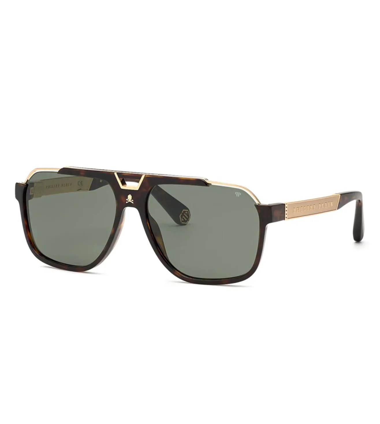 Philipp Plein Men's Green Aviator Sunglasses