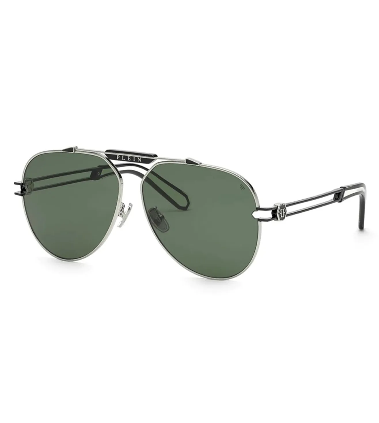 Philipp Plein Unisex Green Aviator Sunglasses