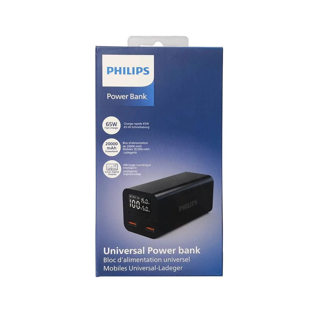 Philips 65W 20000mAh Smart Digital Display Powerbank (DLP5721BK)