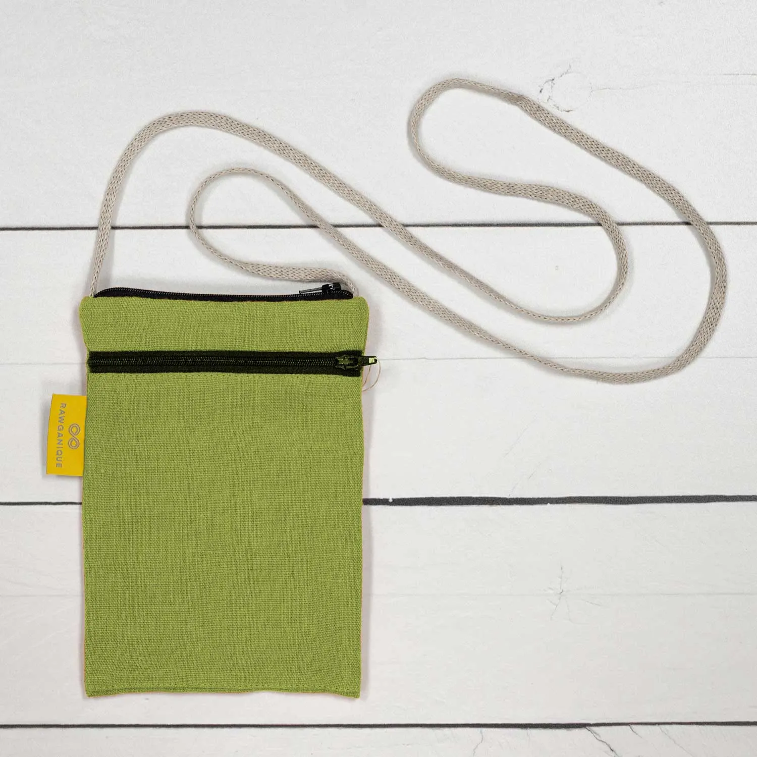 PHUKET 100% Organic Hemp Phone & Passport Pouch Bag With Shoulder Straps (Plastic-free)