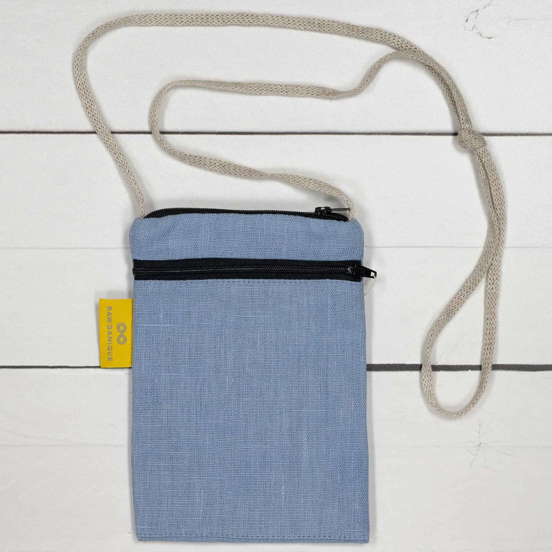 PHUKET 100% Organic Hemp Phone & Passport Pouch Bag With Shoulder Straps (Plastic-free)