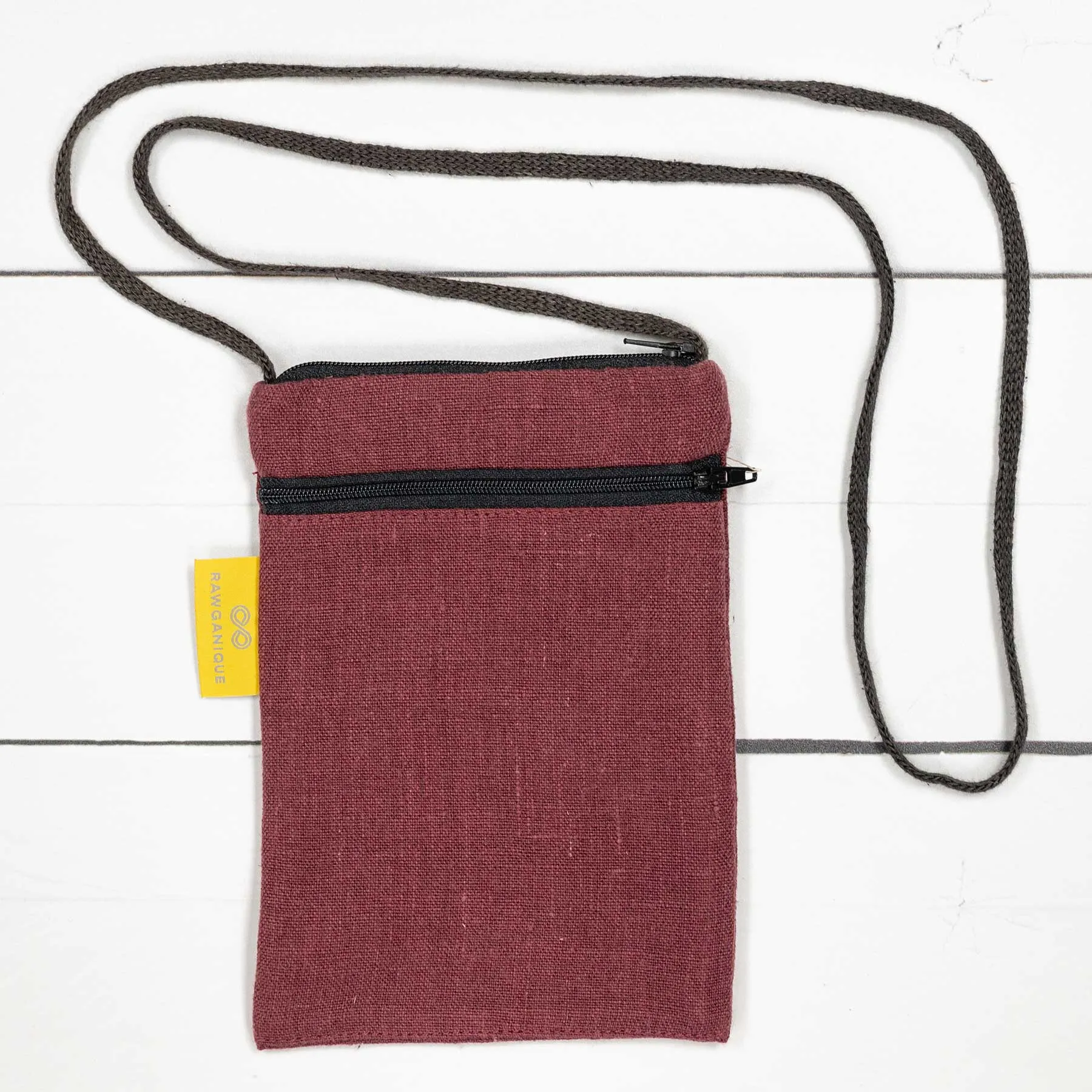 PHUKET 100% Organic Hemp Phone & Passport Pouch Bag With Shoulder Straps (Plastic-free)