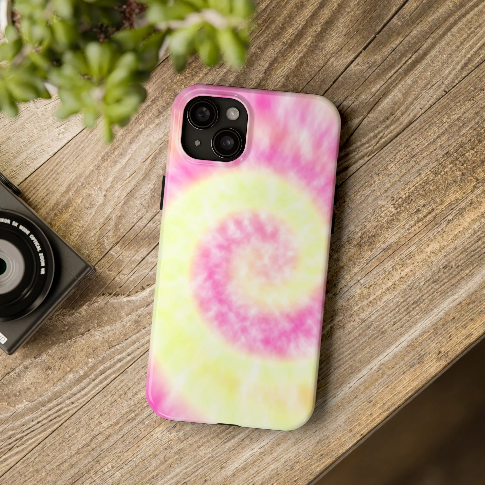 Pink and Yellow Tie Dye Design Phone Case- Lightweight, Impact Resistant Cover for iPhone 6, 6s, 12, 13, 14, 15