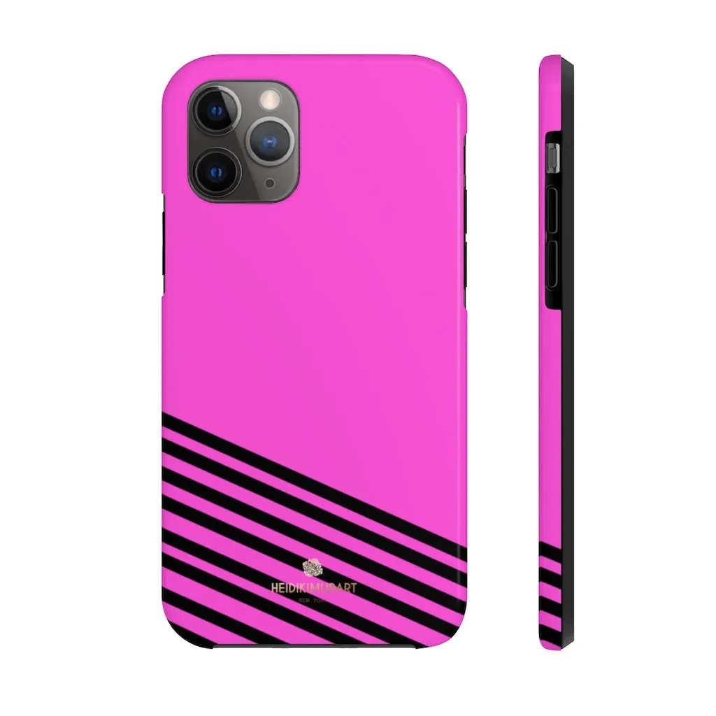 Pink Black Striped iPhone Case, Designer Case Mate Tough Samsung Galaxy Phone Cases